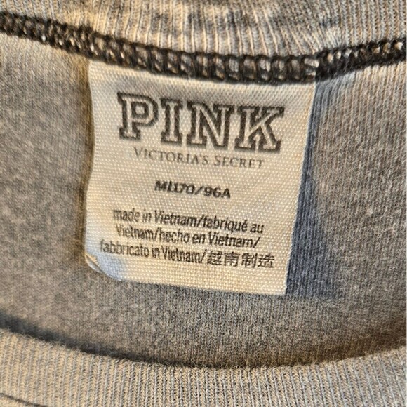 Victoria's Secret PINK Women's M Gray Cropped Distressed T-Shirt Crop Top - Picture 3 of 6